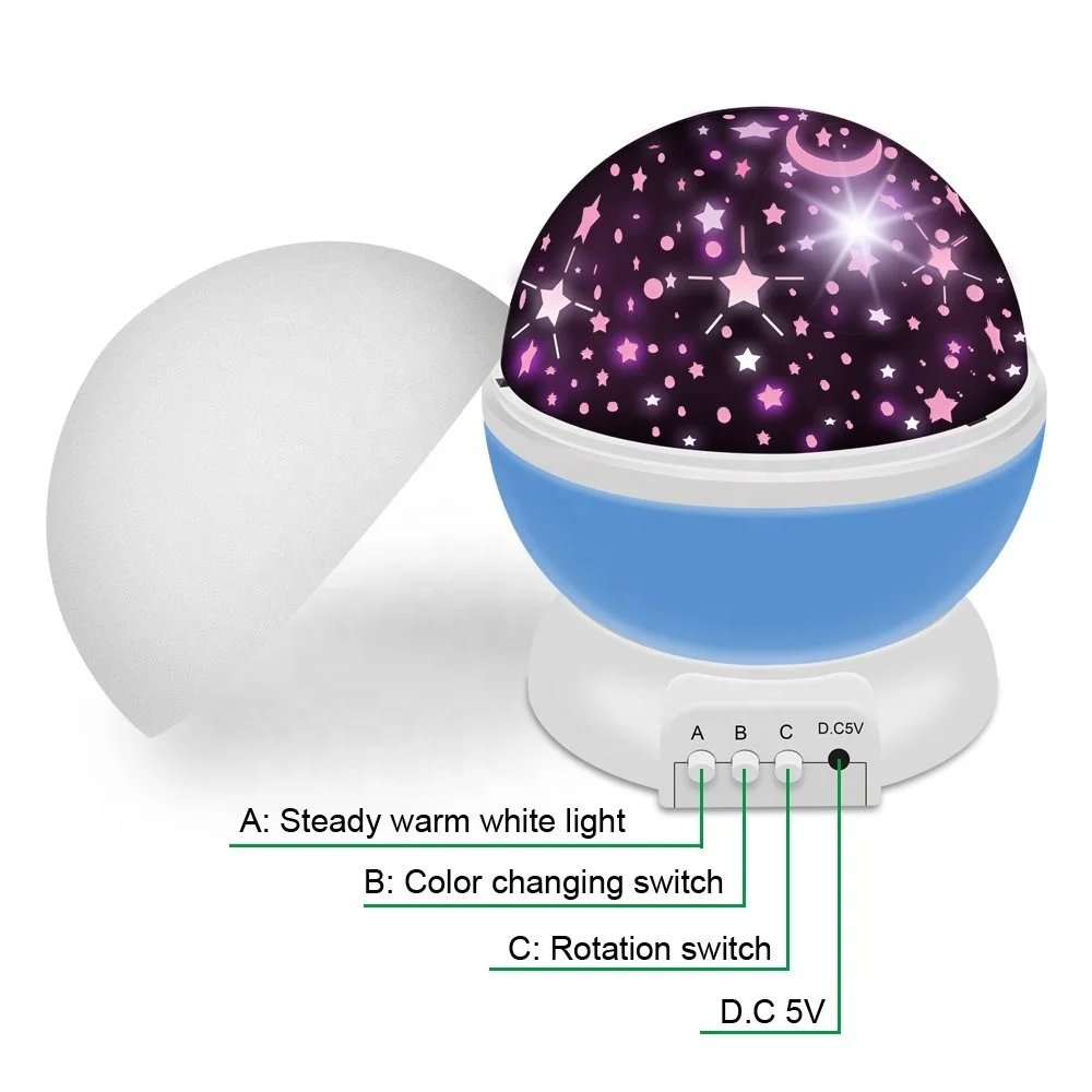 br-11134207-7r98o-ly3wzd461l2vdf Projetor Estrela Luminária Abajur Rotativo 360º Globo Galáxia Quarto USB - Imagem 7