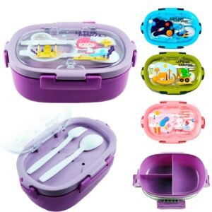 Lancheira Marmita Térmica Infantil Escolar Com Divisórias + Talheres
