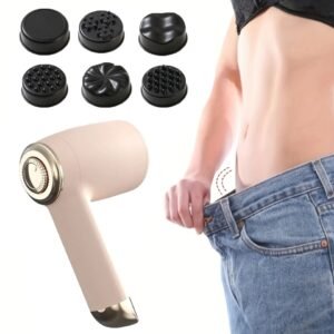 Aparelho Massageador Elétrico Portátil Recarregável Com 6 Cabeças de Massagem