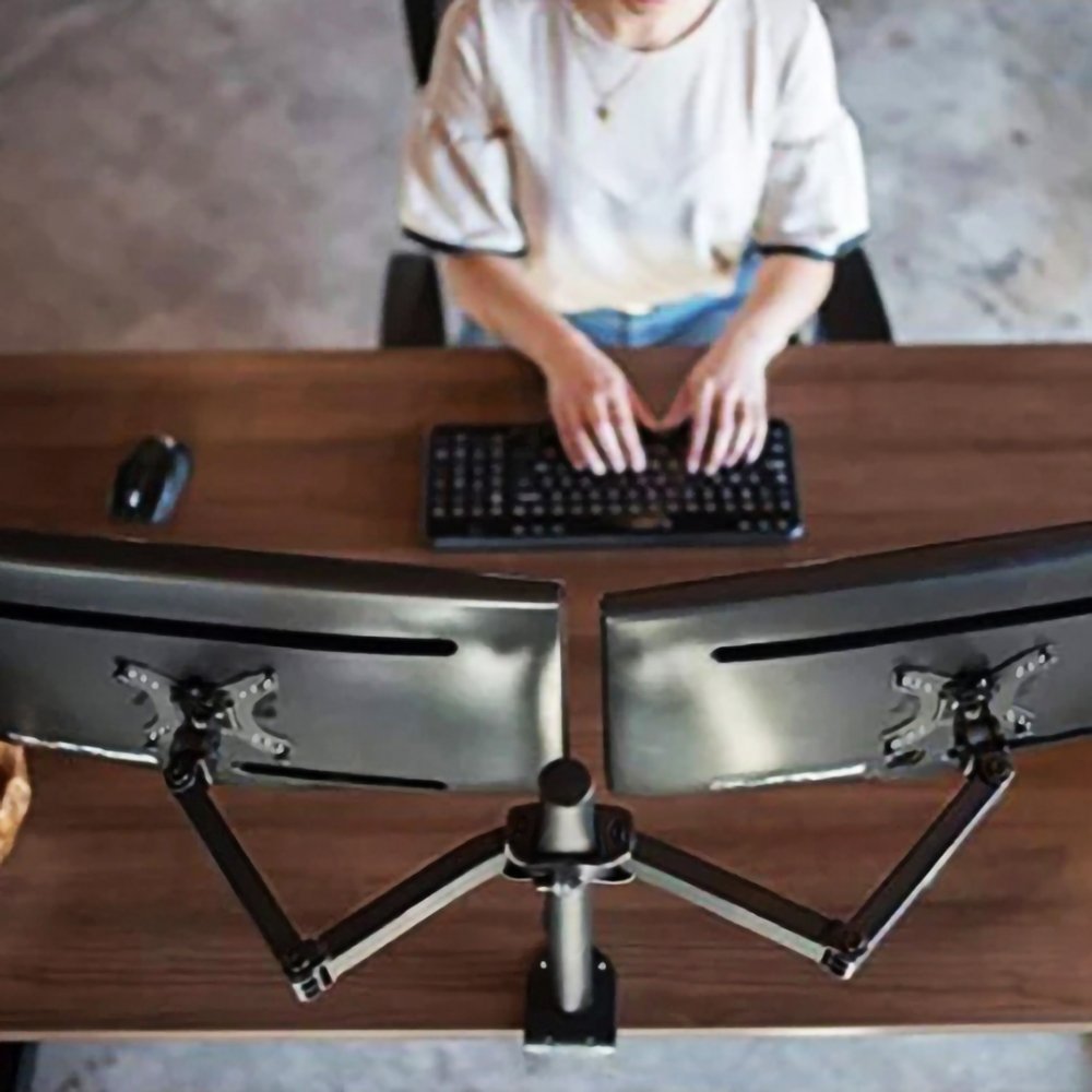 br-11134207-7r98o-m8drb1uiynzl55 Suporte Dois Monitores Suspensos Com Braço Extensor Garra PREMIUM 10" até 32" Polegadas - Imagem 6