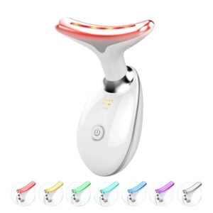 Massageador De Pescoço Com LED Fototerapia Facial Anti Rugas Com Vibração Recarregável