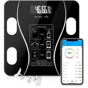 Balança Corporal Bioimpedância Profissional Display LCD Com Aplicativo Bluetooth até 180Kg PREMIUM