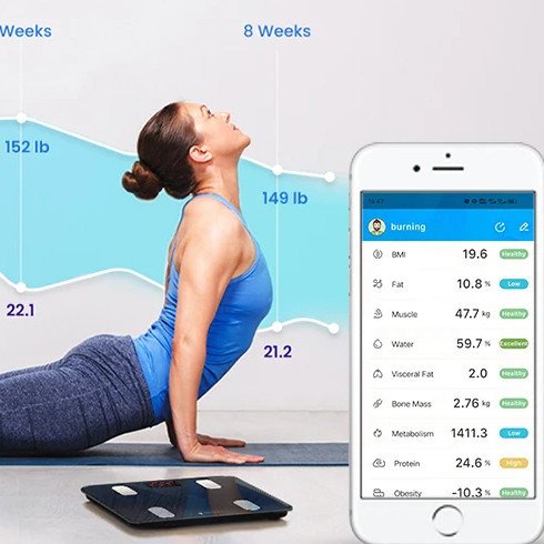 sg-11134201-7rd4p-lx04r25h5y6kc7 Balança Corporal Bioimpedância Profissional Display LCD Com Aplicativo Bluetooth até 180Kg PREMIUM - Imagem 5